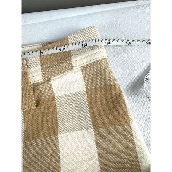 Madewell Gingham Plaid Button Shorts 25 Tan Cream Cottagecore French Girl Coasta - Picture 6 of 9